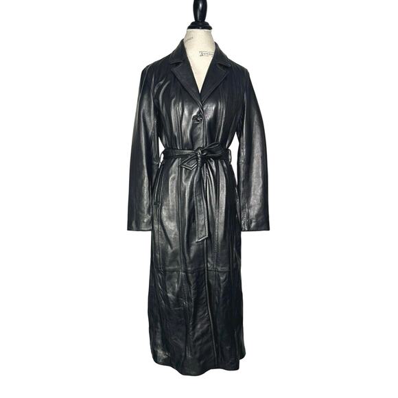 Wilsons Leather | Women | Black Chic Soft Genuine Leather Trench Coat | Medium - Picture 2 of 15